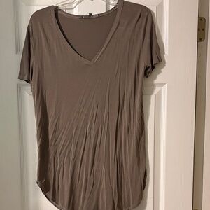 Casual V-Neck Short Sleeve Tee - Taupe
